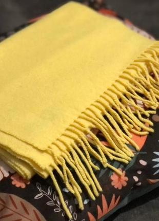 Шикарний жовтий шерстяний шарф 100% шерсть