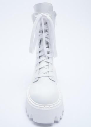Белые кожаные ботинки на рифленой подошве zara6 фото