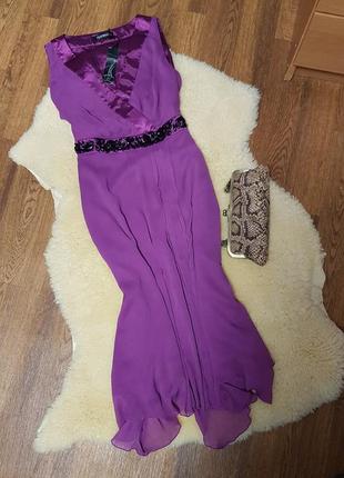 Вечернее платье  лиловое шелковое