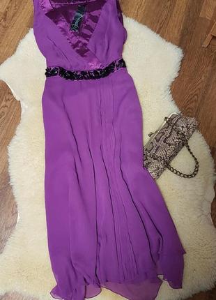 Вечернее платье  лиловое шелковое4 фото