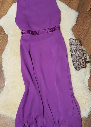 Вечернее платье  лиловое шелковое3 фото