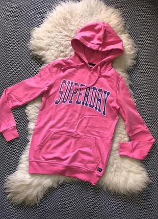 Худи трехнитка superdry оригинал baby pink кофта капюшон1 фото