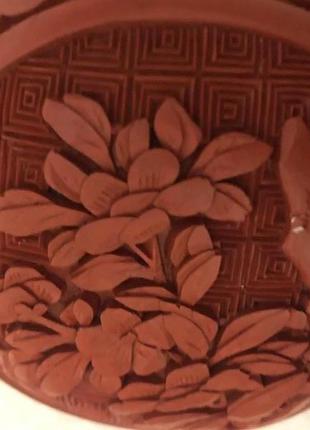 Вінтажна шкатулка  ручного різьблення по кіноварі (китайському червоному лаку).5 фото