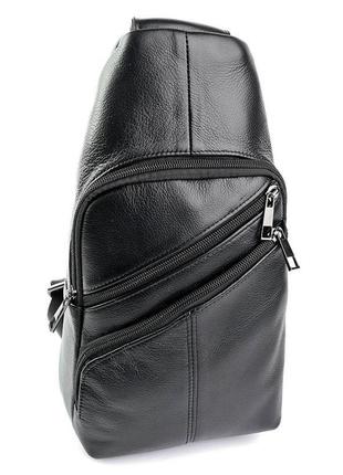Мужская кожаная сумка чёрного цвета1 фото