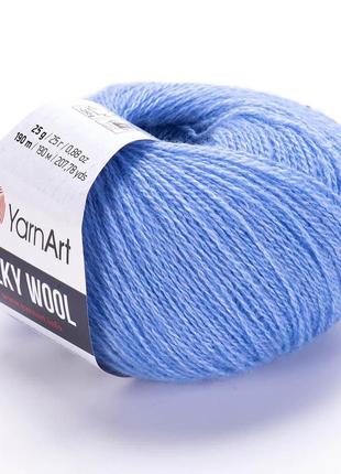 Пряжа yarnart silky wool джинс 331 блакитний