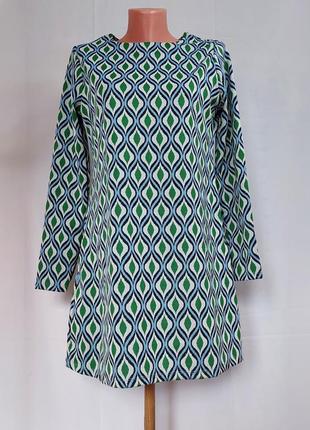 Жаккардовое мини-платье* туника в геометрический принт с длиными рукавами zara(размер 40)