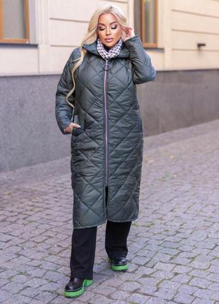 Зимове стьобане пальто на синтепоні4 фото