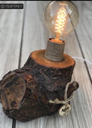 Светильник made wood настольная лампа ночник деревянный дерево эко лак