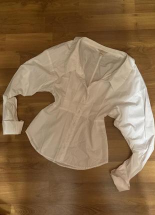 Шикарна рубашка сорочка блуза ділова з декольте h&m об’ємний рукав3 фото