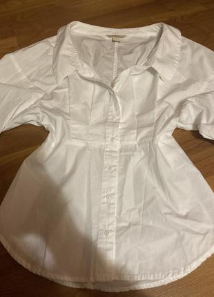 Шикарна рубашка сорочка блуза ділова з декольте h&m об’ємний рукав4 фото