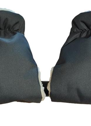Муфты рукавички poland (польша) серые теплые для рук мамы на коляску на натуральной овчине любой коляски з3 фото