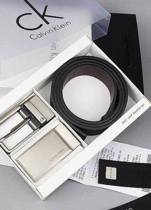 Мужской подарочный набор ремень + 2 пряжки