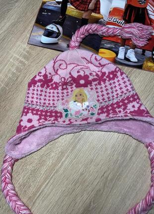 Детская розовая шапка barbie