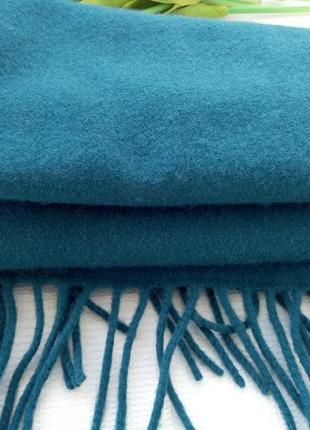 Трендовый двухсторонний теплый шарф цвета морской волны4 фото