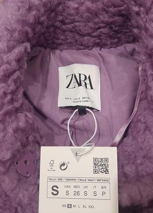 Zara шуба искусственная мальва фиолетовый сиреневый3 фото
