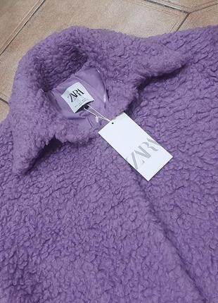 Zara шуба искусственная мальва фиолетовый сиреневый2 фото