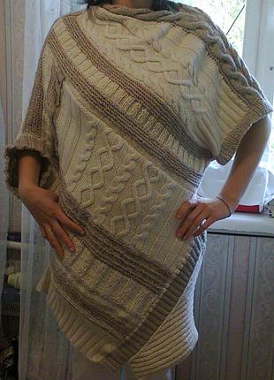 Креативне асиметричне в'язане плаття-туніка р. l, авторська ручна робота