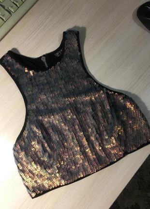 Топ с пайетками topshop sequin top