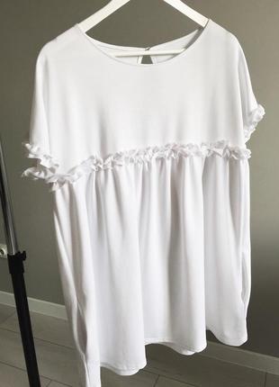 Біле коротке плаття з oversize  | сукня вільна | універсальний розмір s–xl