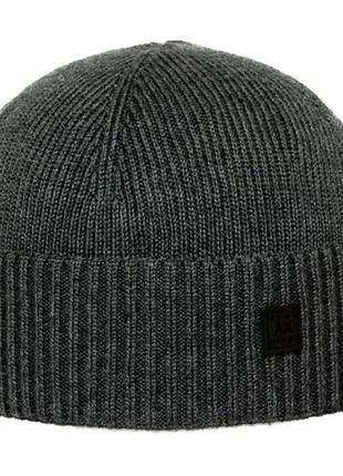 Мужская теплая зимняя шапка с отворотом на флисовой подкладке apex ритм темно-серый