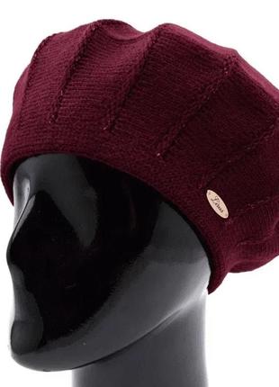 Берет шерстяной двойной lirus милан бордовый