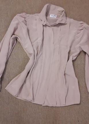 Винтажная шелковая блуза нюд беж 10 -38 размер