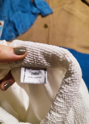 Zara зара білий топ майка футболка під горло прямий трапеція укорочений6 фото