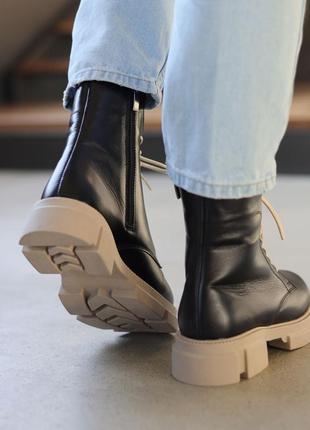 Теплые женские ботинки на зиму,берцы,берцы кожаные черные зимние (зима 2022-2023) для женщин,стильные,удобные,комфортные3 фото