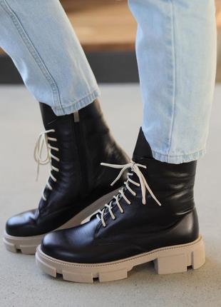 Теплые женские ботинки на зиму,берцы,берцы кожаные черные зимние (зима 2022-2023) для женщин,стильные,удобные,комфортные5 фото