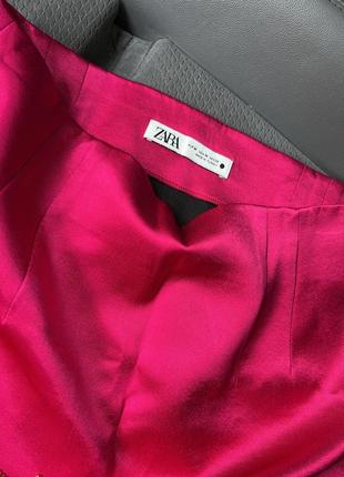 Шелковая розовая яркая юбка атласная юбка zara9 фото