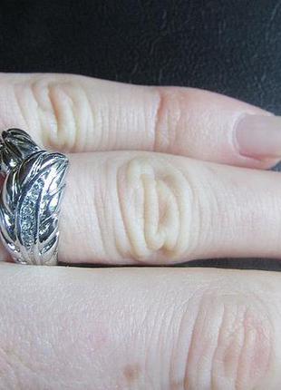 🏵️элегантное кольцо с ювелирным покрытием листья, 17 р., новое! арт.1392 фото