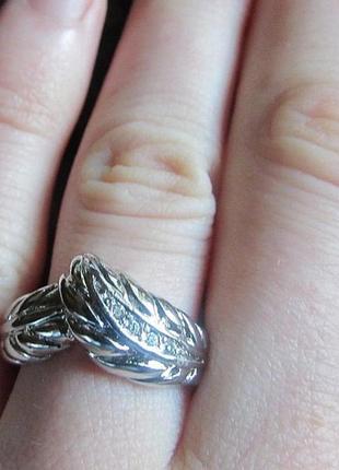 🏵️элегантное кольцо с ювелирным покрытием листья, 17 р., новое! арт.1393 фото