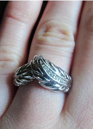 🏵️элегантное кольцо с ювелирным покрытием листья, 17 р., новое! арт.1394 фото