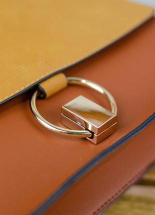 Warehouse коричневая плечевая, ручная сумка на 2 отделения с декоративным элементом, pu кожа7 фото
