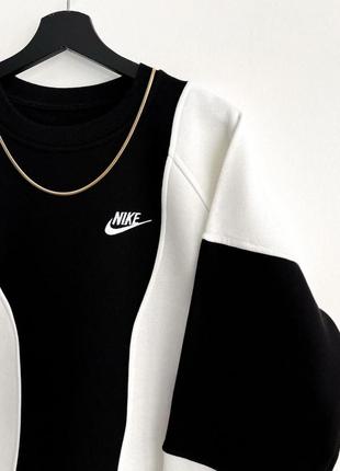 Свитшот nike мужской / женский винтажный белый с черным2 фото