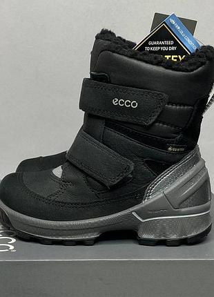 Кожаные зимние ботинки ecco biom hike gore-tex 25-30, сапоги экко  мальчику