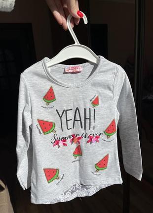 Трикотажная кофта блузка на девочку 3 - 4 года, лонгслив1 фото