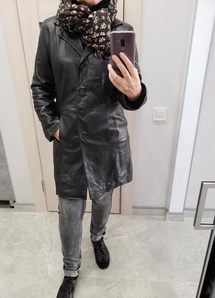 Кожаное пальто размер l италия1 фото