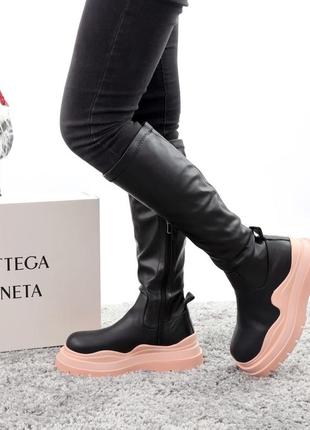 Сапоги (ботинки) bottega veneta (кожа, мех)