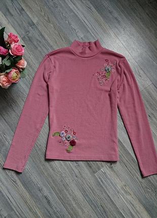 Красивый женский гольф с цветочками р.s/m кофта джемпер