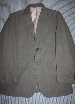 Пиджак тсм tchibo 52( xl) коричневый клетка коттон.1 фото