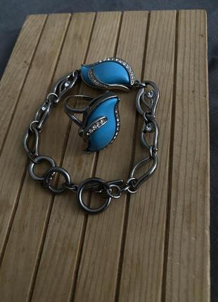 Браслет та колечко з арізонський бірюзою