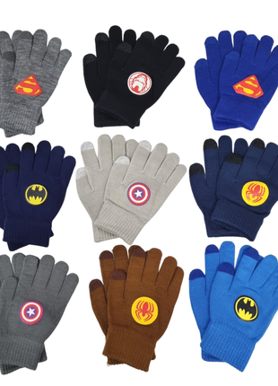 Перчатки рукавички дитячі сенсорні герої з начосом 4-6, 6-9р.