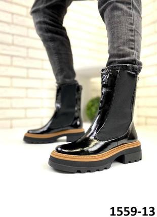 Черевики жіночі зимові шкіряні чорні високі челсі,черевики жіночі зимові шкіряні розпродаж