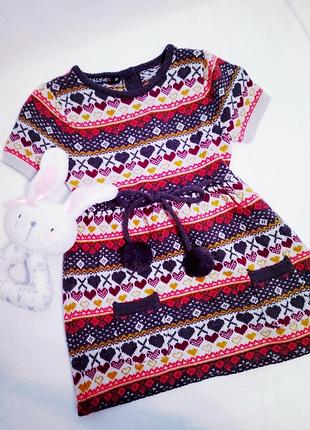 Вязанное платье с коротким рукавом 3-6 мес 62-68см bakkaboe