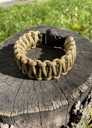 Браслет из паракорда king cobra на пластиковой застежке со свистком и компасом, цвет под заказ2 фото