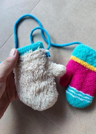 Теплі зимові рукавички на дівчинку 1-2 роки2 фото