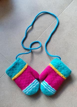 Теплі зимові рукавички на дівчинку 1-2 роки