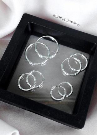Сережки кільця, сережки срібло 925, діаметр 16 мм, середки на вушко і на хрящ3 фото