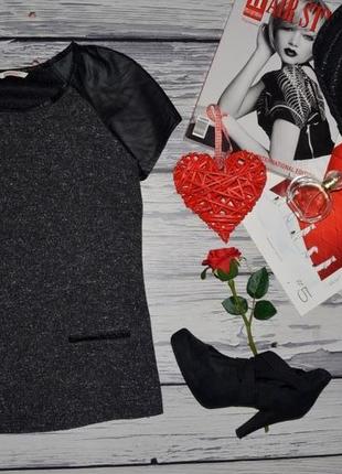 М красивая классическая блуза блузка с вставками эко кожи